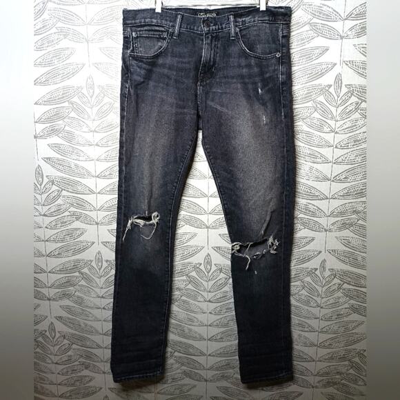 Lucky Brand Jeans 110 Athletic Slim Hawkins Wash Distressed Knee 31×32 Dark Wash - Picture 1 of 8